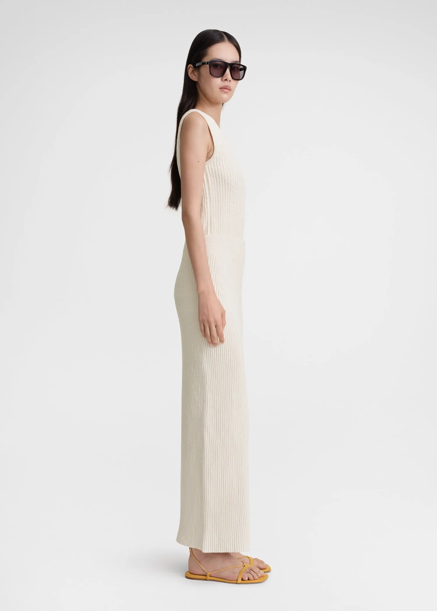 Textured rib skirt ecru