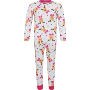 Tokyo Laundry Reindeer Repeat 2 Piece Girls Christmas Pyjama Set - Grey