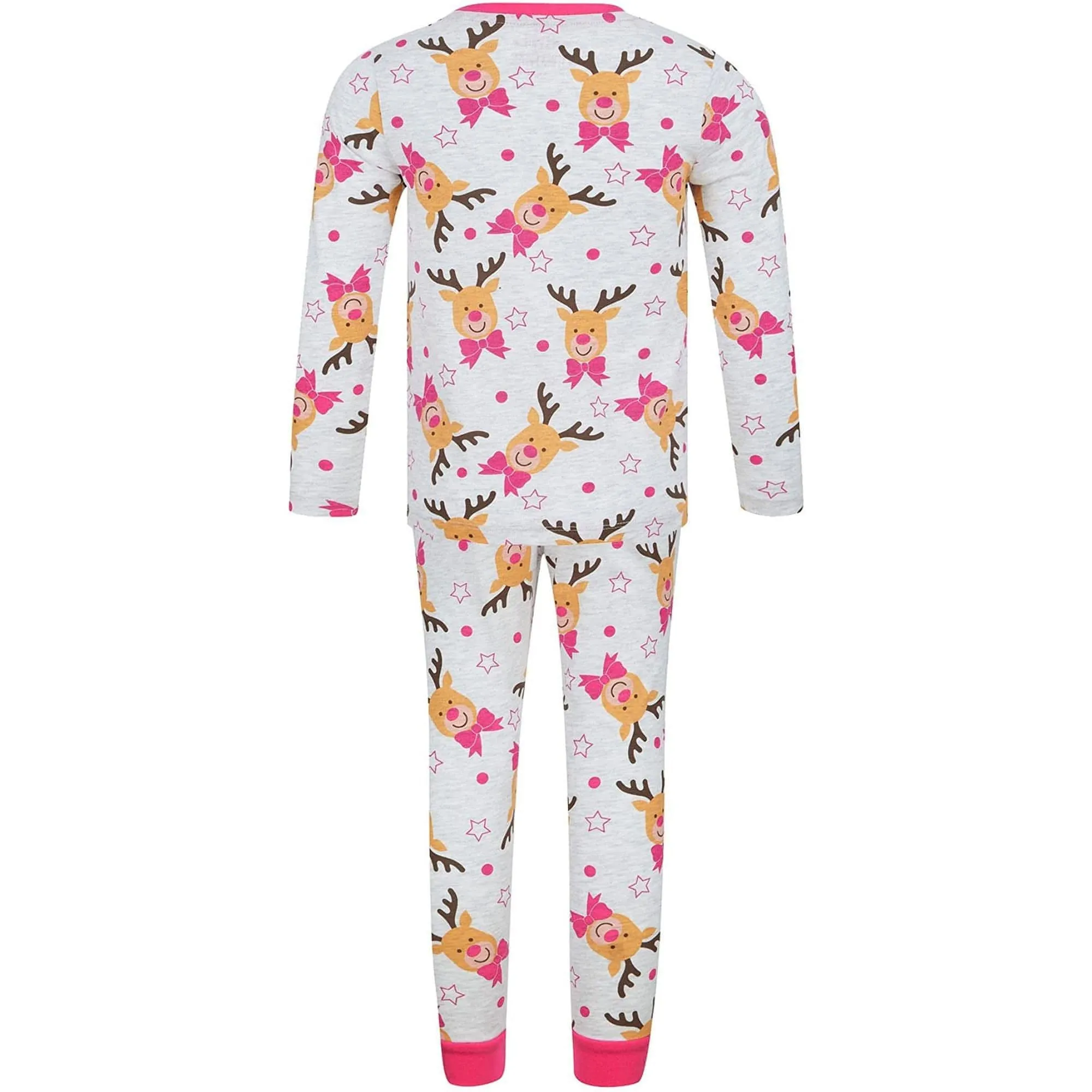 Tokyo Laundry Reindeer Repeat 2 Piece Girls Christmas Pyjama Set - Grey