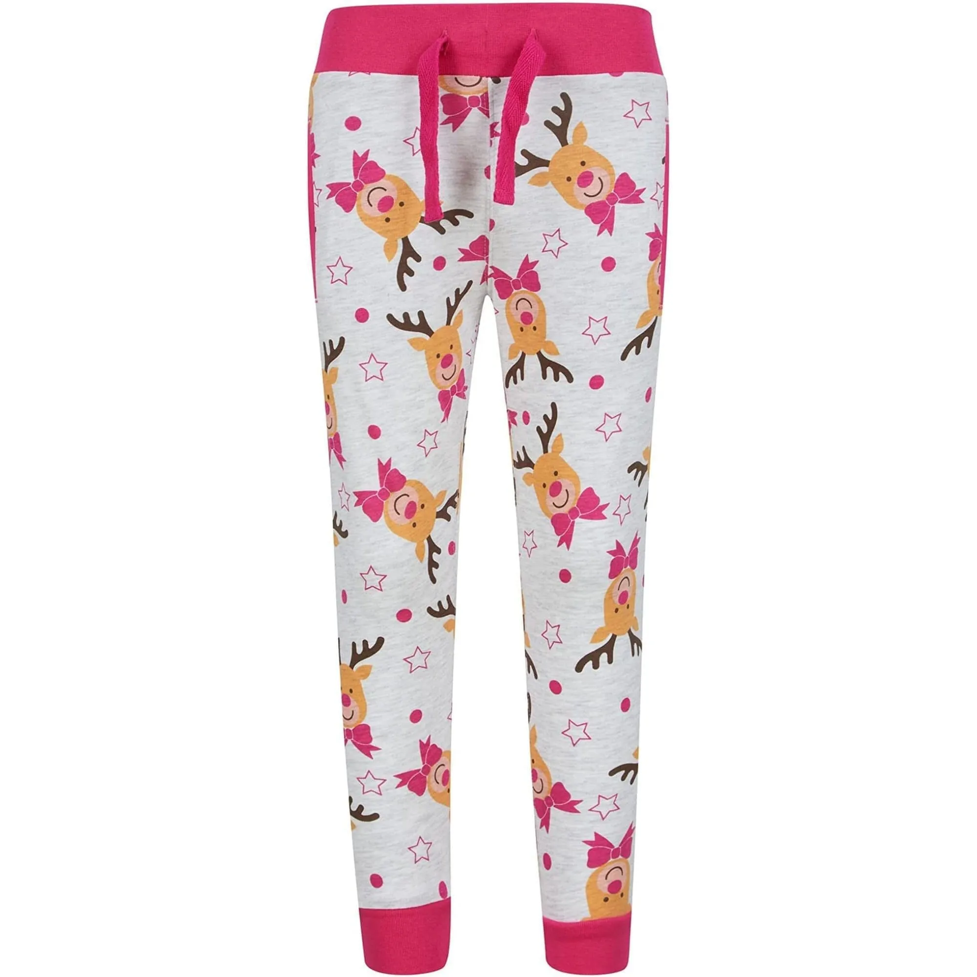 Tokyo Laundry Reindeer Repeat 2 Piece Girls Christmas Pyjama Set - Grey