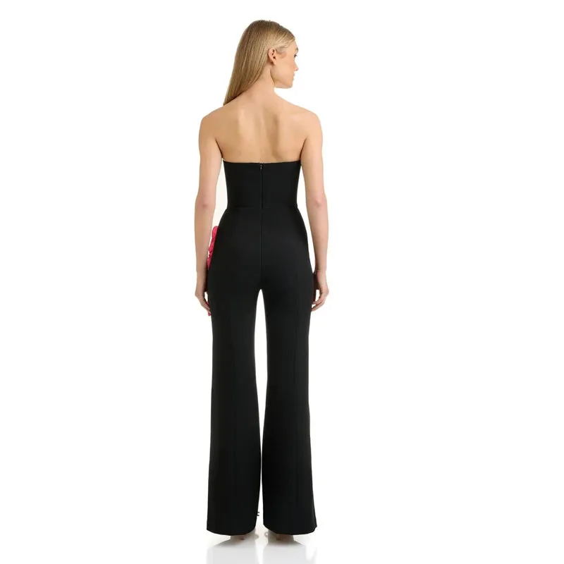 Trend4us Women's Strapless Ruffle Wide-Leg Jumpsuit