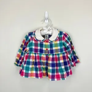 Vintage Appleby Colorful Plaid Flannel Ruffle Blouse 18 Months