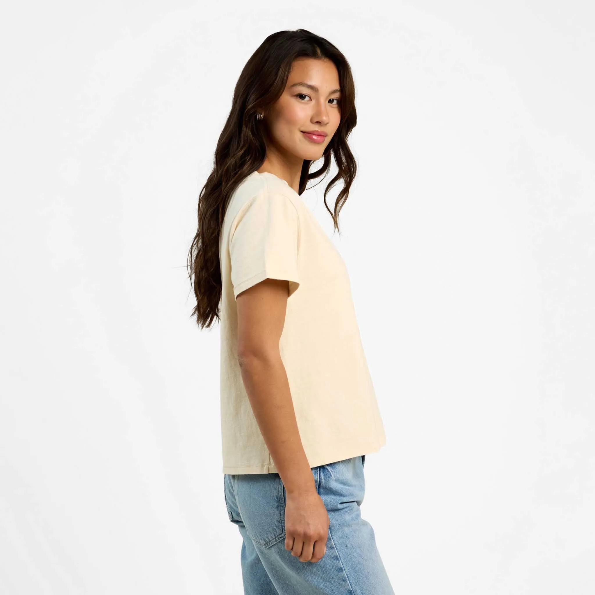 Vintage Cotton V-Neck Everyday T-Shirt | Bone