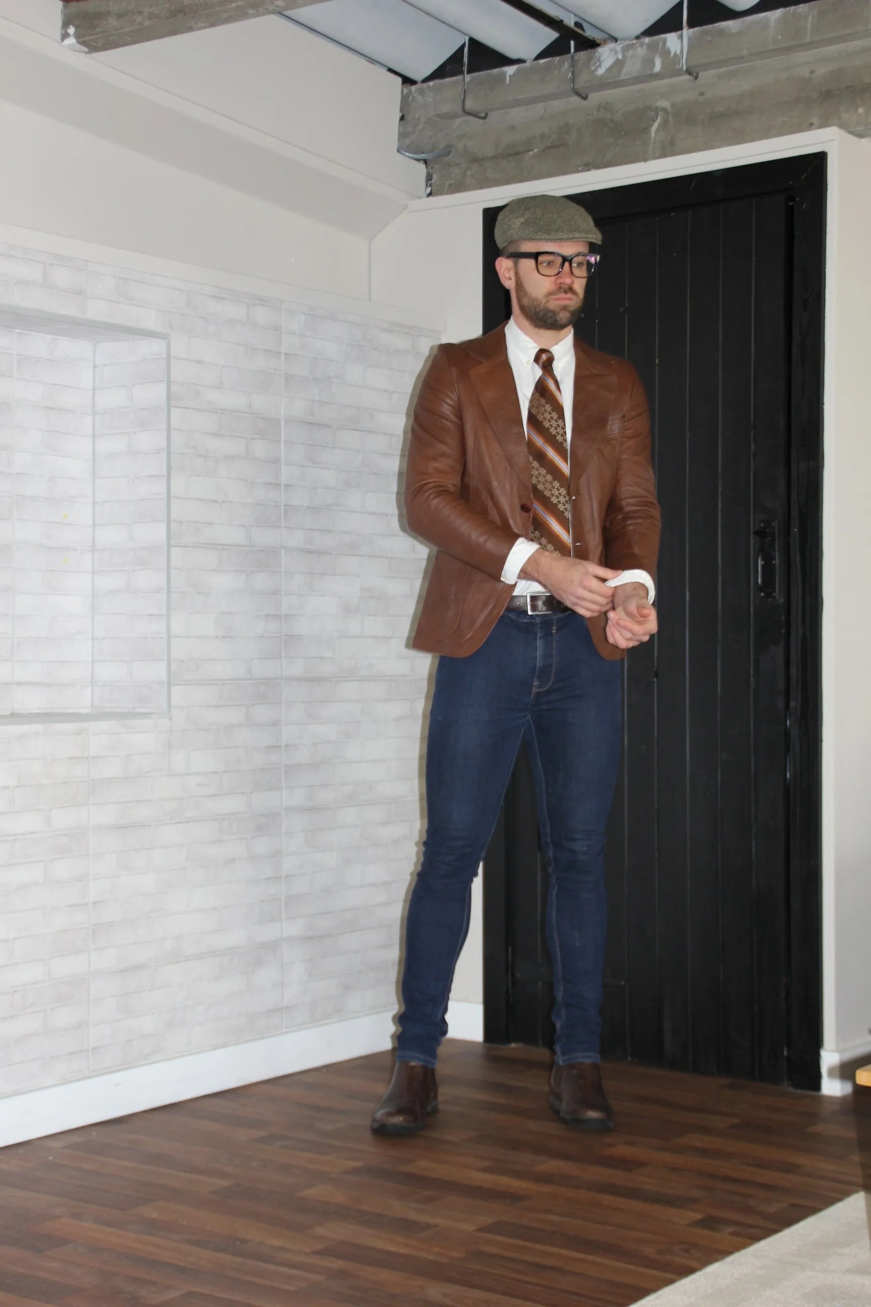 Vintage Dark Brown Leather Blazer Jacket