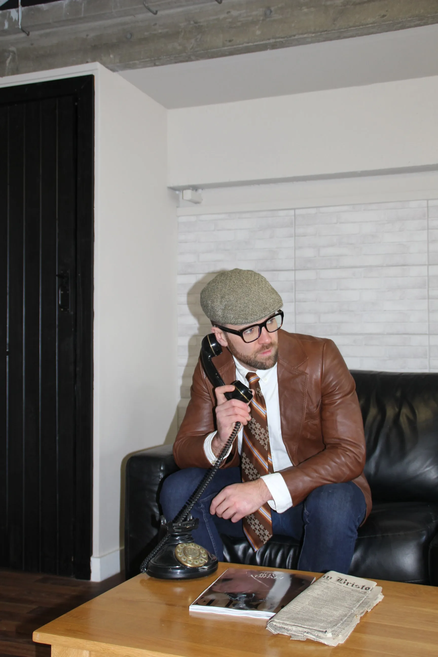 Vintage Dark Brown Leather Blazer Jacket