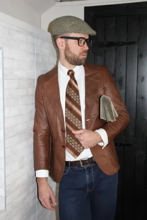 Vintage Dark Brown Leather Blazer Jacket
